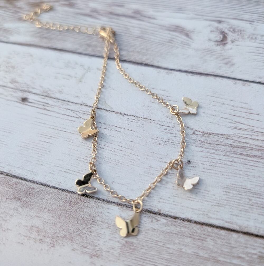 Gold Tone Butterfly Charm Bracelet